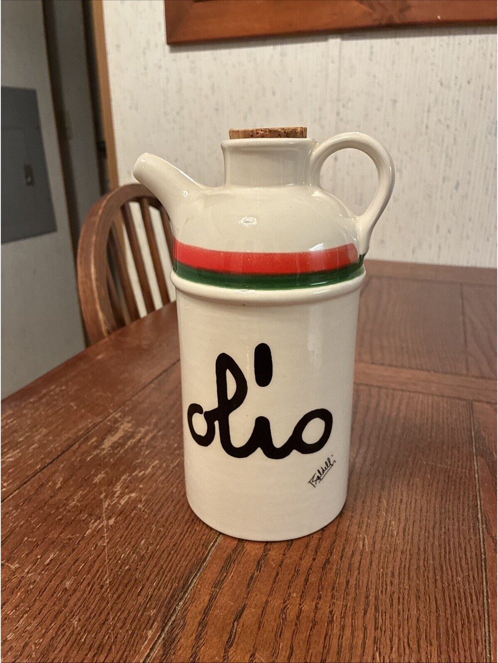 Baldelli Italia Olio Ceramic Oil Bottle Ceramica Cruet Vintage 1970